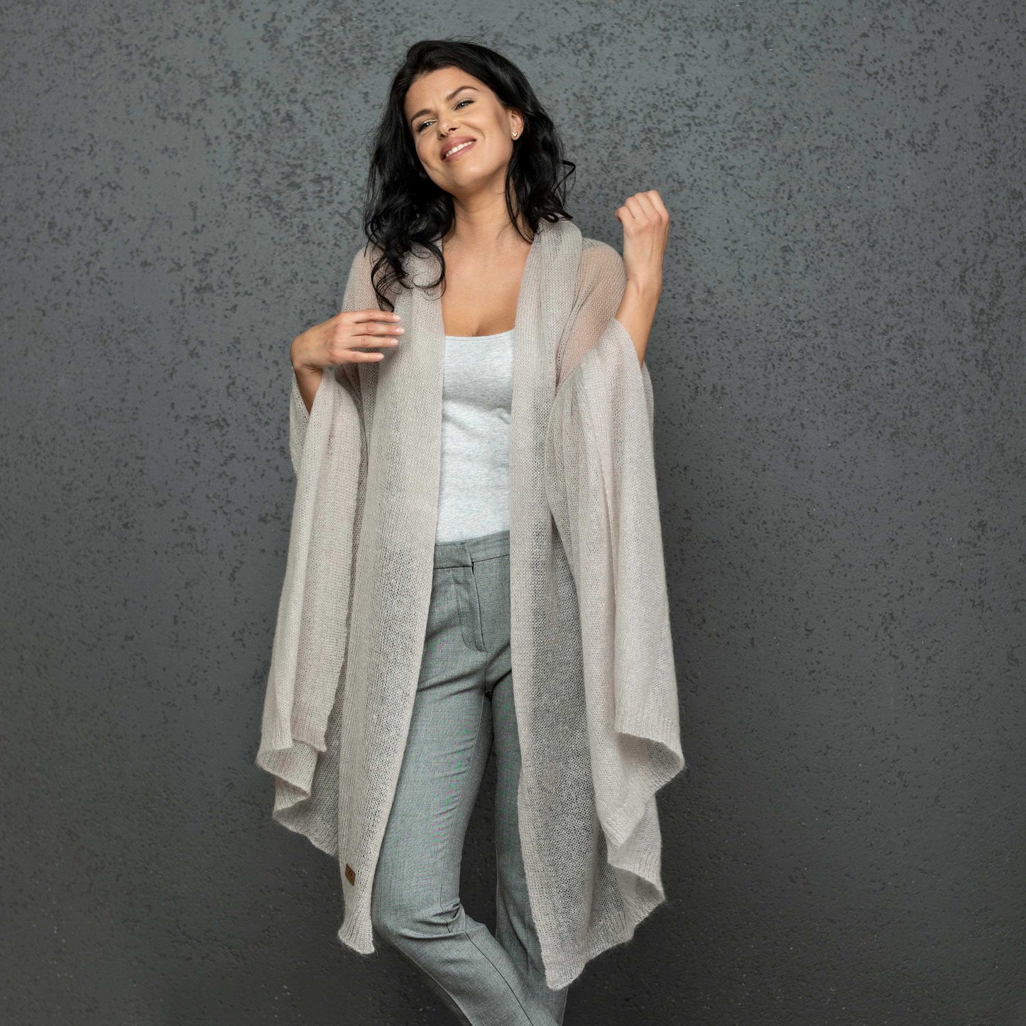 Mohair wool scarf wide and lightweight - Corsica ashrose