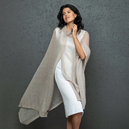 Mohair wool scarf wide and lightweight - Corsica ashrose