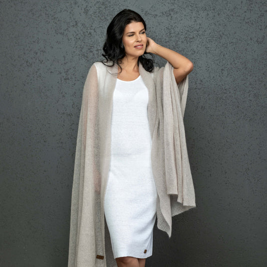 Mohair wool scarf wide and lightweight - Corsica ashrose