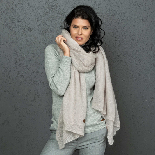 Mohair wool scarf wide and lightweight - Corsica ashrose