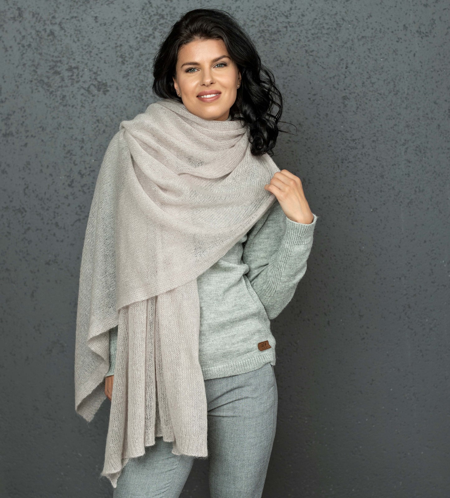 Mohair wool scarf wide and lightweight - Corsica ashrose