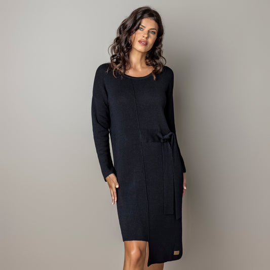 Thin knit dress CLAUDIA - amazingly soft beauty 100 % merino wool - black