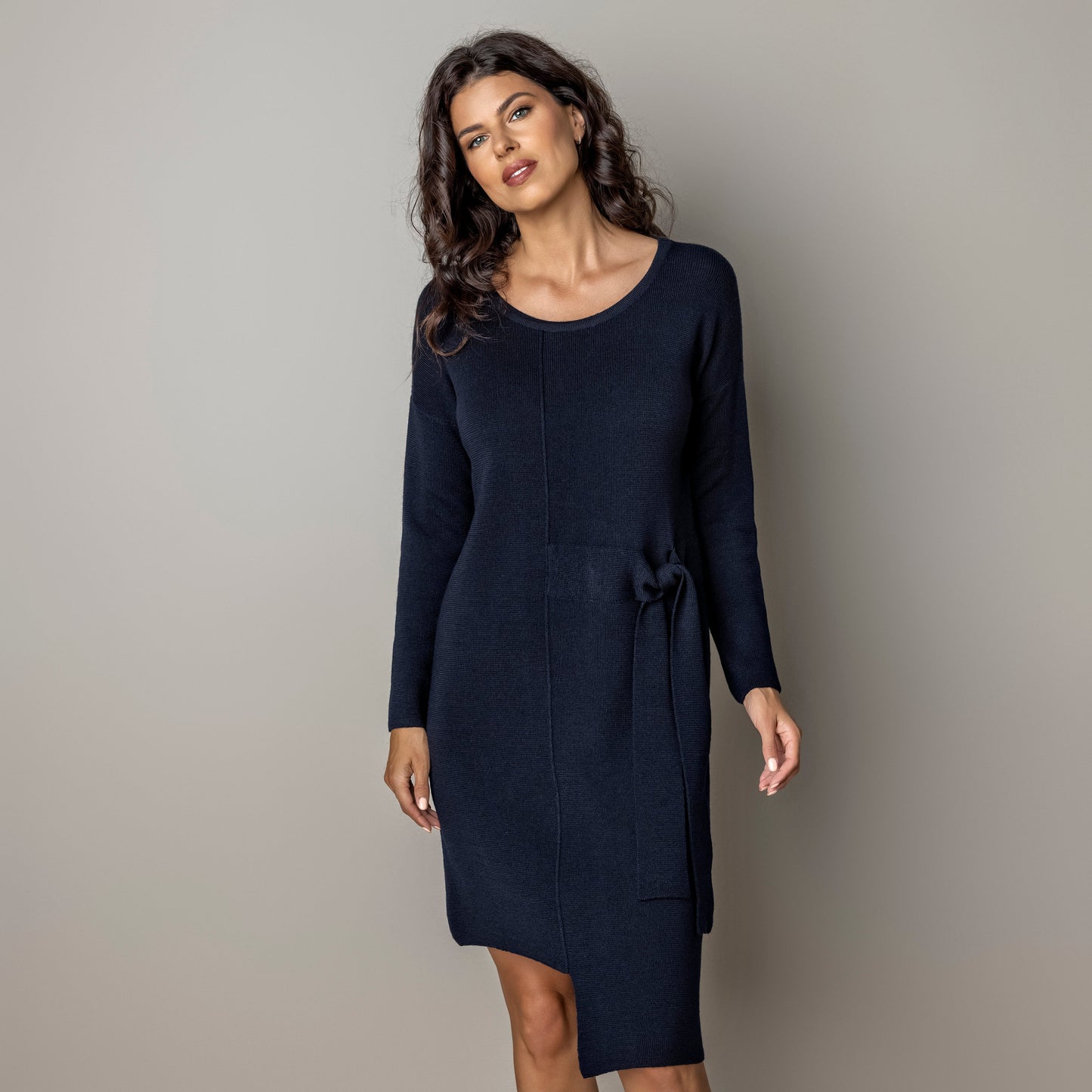 Thin knit dress CLAUDIA - amazingly soft beauty 100 % merino wool - dark blue