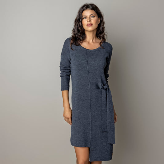 Thin knit dress CLAUDIA - Amazingly soft beauty 100 % merino wool  - graphite