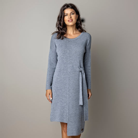 Thin knit dress CLAUDIA - amazingly soft beauty 100 % merino wool, light gray